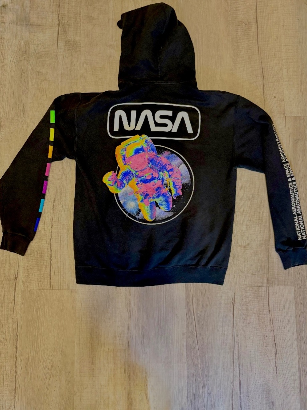 Chemistry NASA Astronaut Graphic Pullover Hoodie Black Multicolor Streetwear L